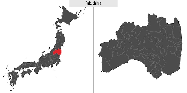 Mapa da prefeitura de fukushima do japão