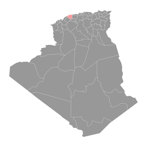 Vetor mapa da província de chlef, divisão administrativa da argélia