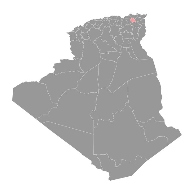 Vetor mapa da província de constantino, divisão administrativa da argélia