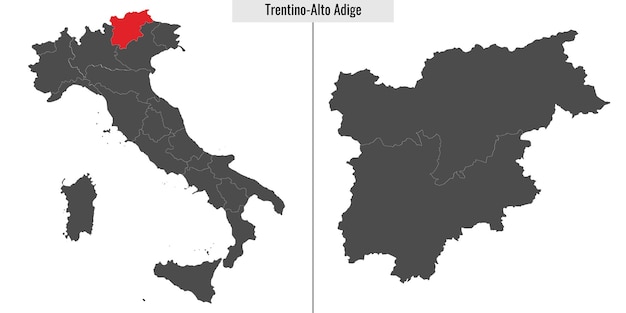 Vetor mapa da província de trentinoalto adige da itália