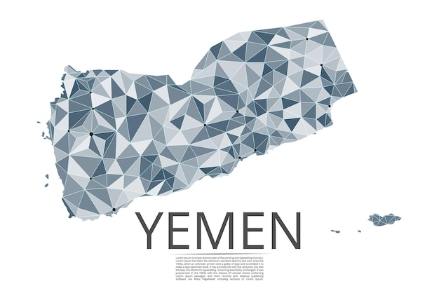 Mapa da rede de comunicação do iêmen imagem de baixo poli vetorial de um mapa global com luzes na forma de cidades