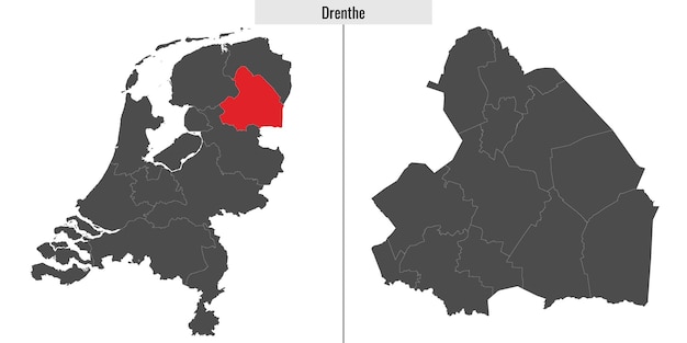 Vetor mapa da região de drenthe, na holanda