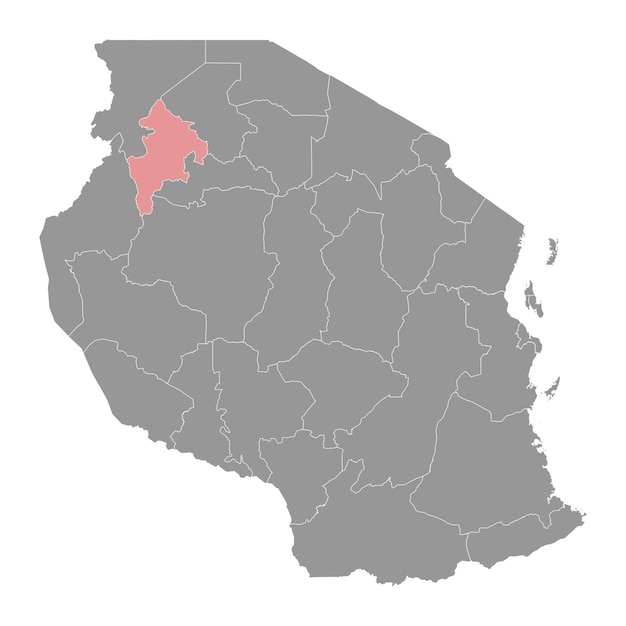 Mapa da região de geita, divisão administrativa da tanzânia ilustração vetorial