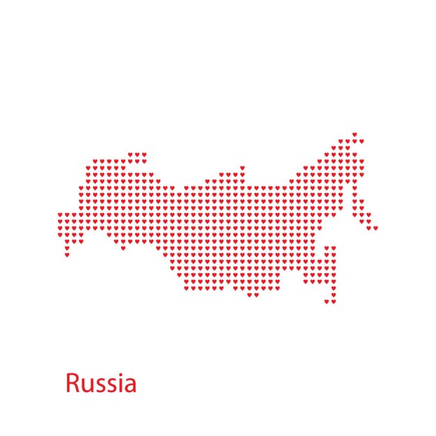 Vetor mapa da russia em corações vetor