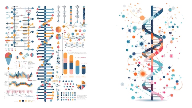 Vetor mapa da sequência do genoma arquitetura cromossômica e gráfico de sequenciamento genético dados abstratos