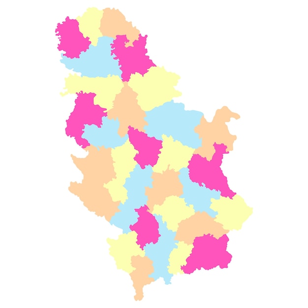 Mapa da sérvia mapa da sérvia em províncias administrativas em multicolor