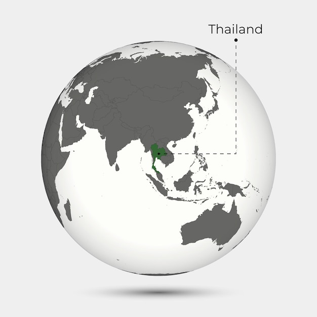 Mapa da tailândia com posição no globo