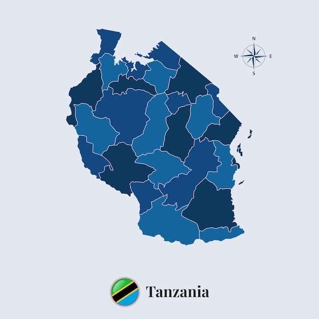 Mapa da tanzânia com bandeira mapa da bandeira da tanzânia