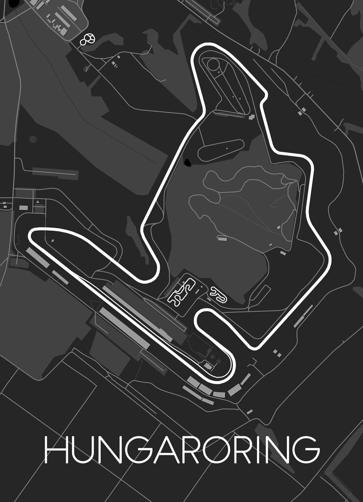 Vetor mapa da trilha de hungaroring para arte em parede de pôster