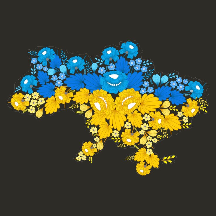 Vetor mapa da ucrânia de flores