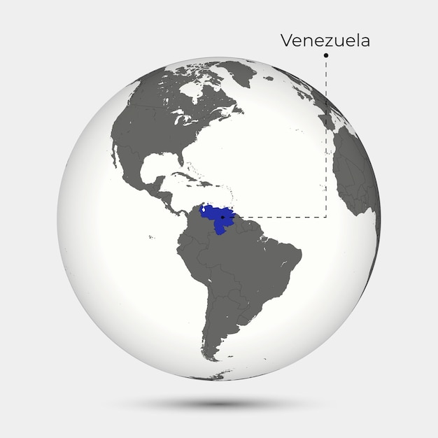 Mapa da venezuela com posição no globo