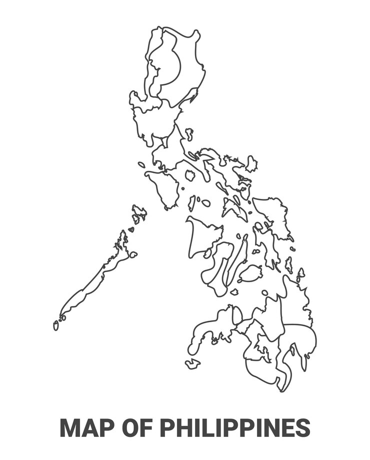 Vetor mapa das filipinas com bordas de ilustração vetorial da região