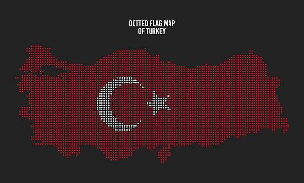 Mapa de bandeira da Turquia Estilo de ponto de meio-tom