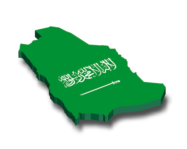 Vetor mapa de bandeira vetorial 3d da arábia saudita