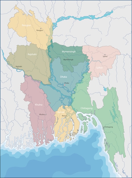 Mapa, de, bangladesh