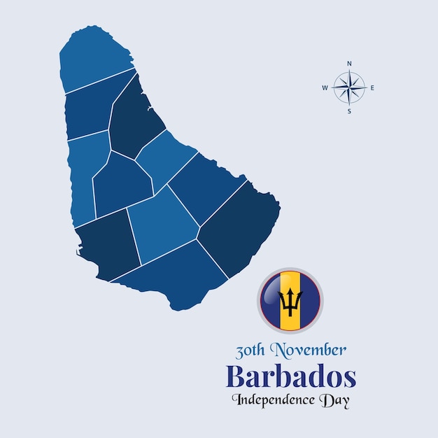 Mapa de barbados com bandeira mapa de bandeira de barbados