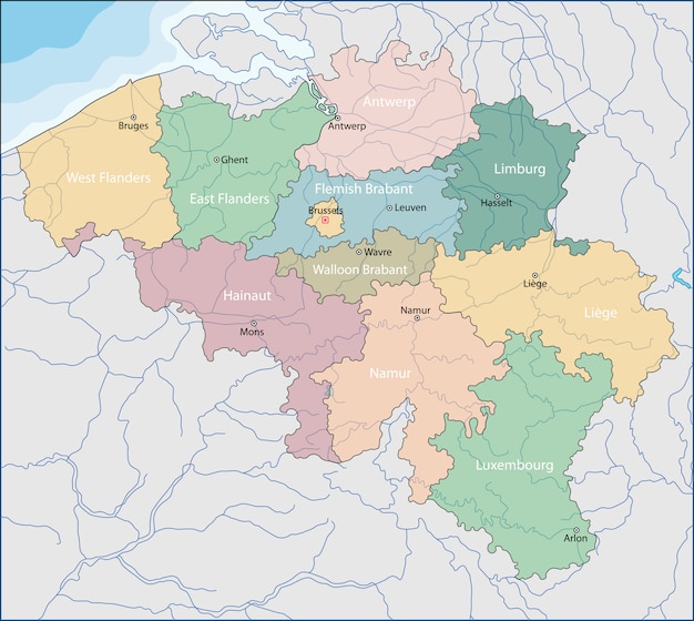 Vetor mapa, de, bélgica