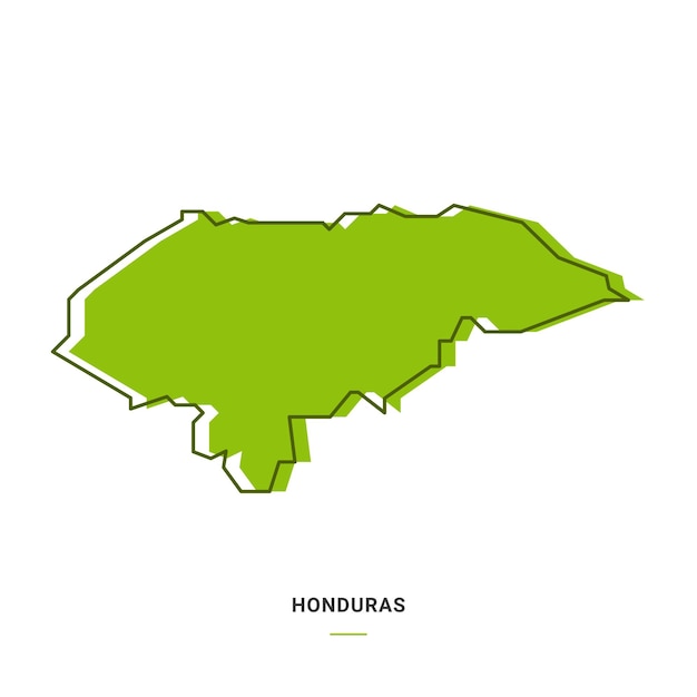 Vetor mapa de contorno de honduras com design de desenho animado moderno de linha simples de cor verde