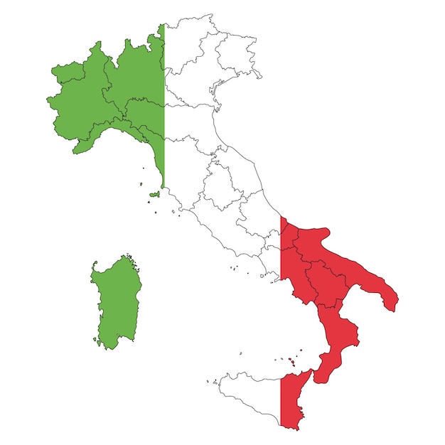 Mapa de contorno detalhado da itália