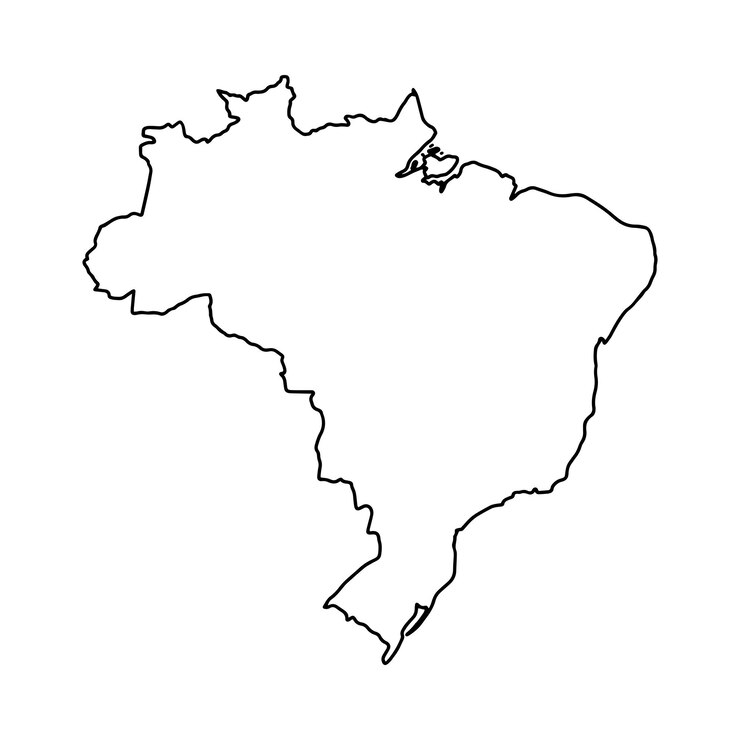 Vetor mapa de contorno do brasil com fundo branco mapa vetorial com contorno
