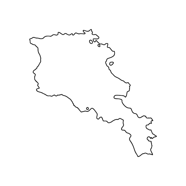 Mapa de contorno do mapa vetorial de fundo branco da Armênia com contorno