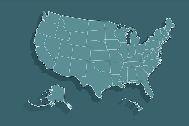 Mapa de contorno dos EUA de design plano