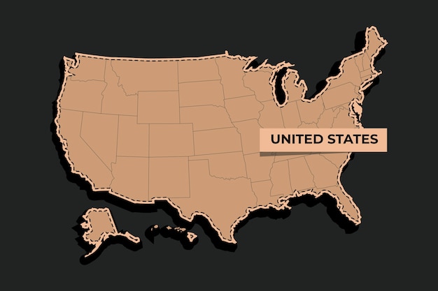 Vetor mapa de contorno dos eua de design plano