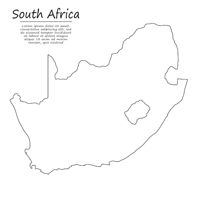 Mapa de contorno simples da áfrica do sul, em estilo de linha de esboço