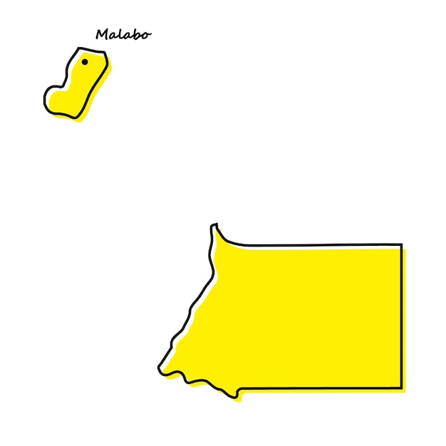 Mapa de contorno simples da guiné equatorial com localização da capital
