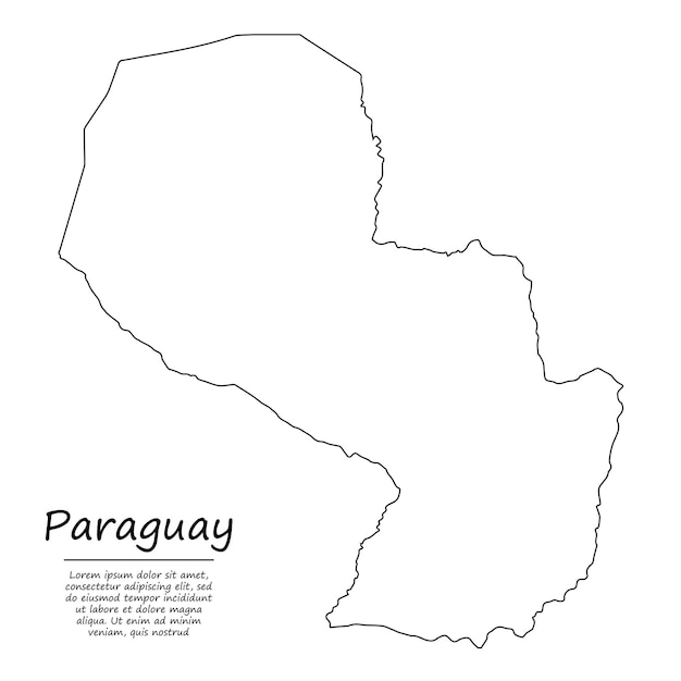 Mapa de contorno simples do paraguai, silhueta em estilo de linha de desenho