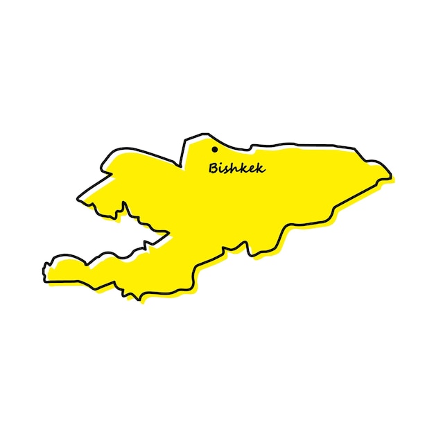 Mapa de contorno simples do quirguistão com localização da capital