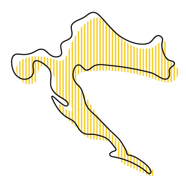 Mapa de contorno simples estilizado do ícone da Croácia