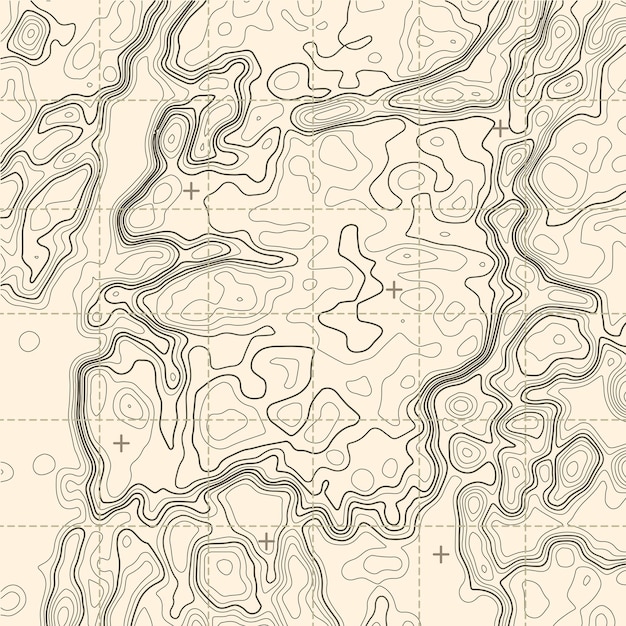 Mapa de contorno topográfico com mapa de relevo vetorial de grade