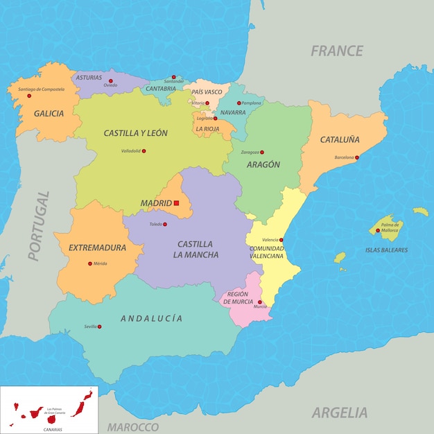 Vetor mapa, de, espanha