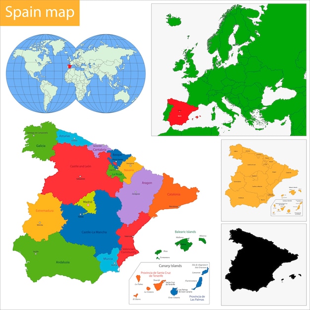 Mapa Político De Alta Qualidade De Espanha E Portugal Com Fronteiras Das  Regiões Ou Províncias Ilustração do Vetor - Ilustração de beira, estados:  272388382