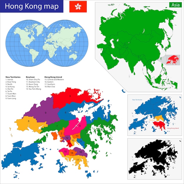 Vetor mapa de hong kong