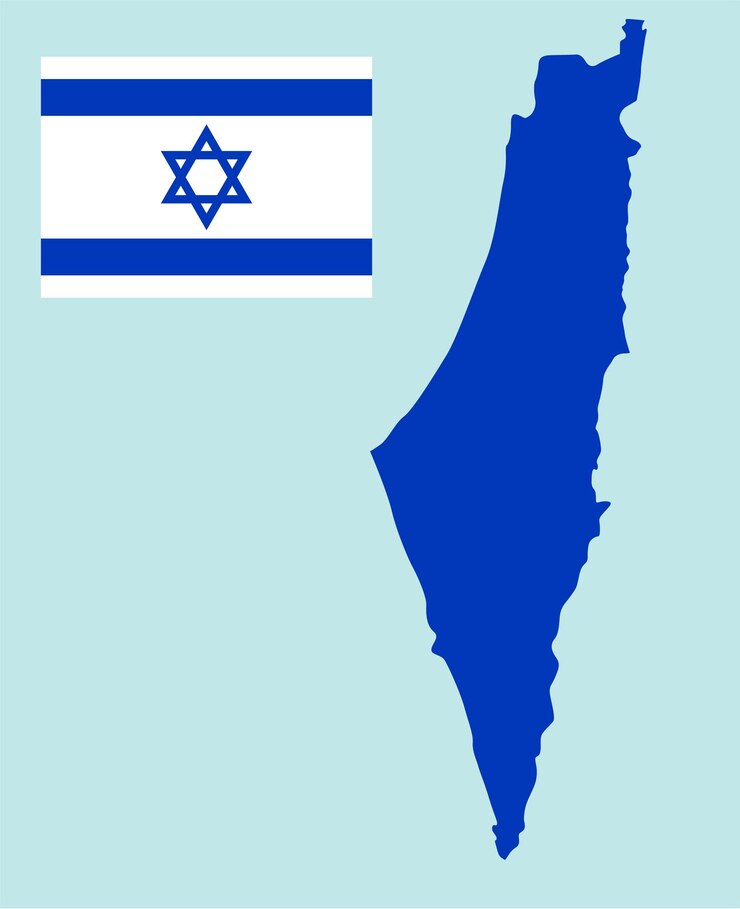 Vetor mapa de israel e ilustração vetorial da bandeira