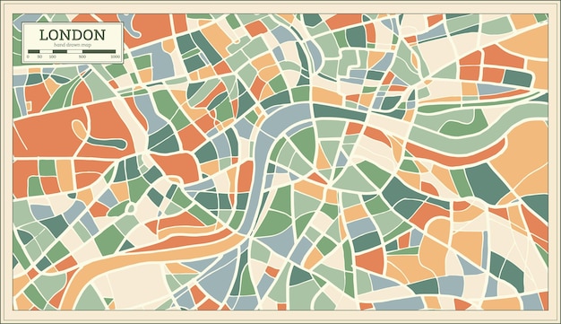 Mapa de londres inglaterra em estilo retro abstrato. ilustração vetorial.