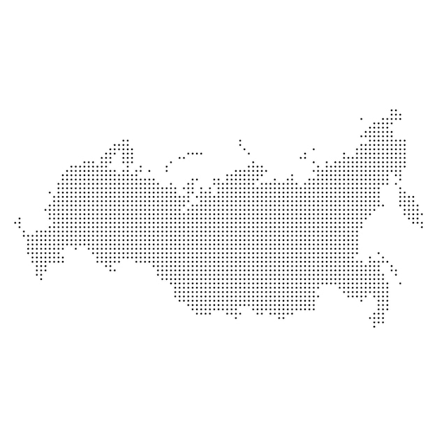 Mapa de mosaico de pixels do desenho de meio-tom do reino da rússia ilustração em vetor