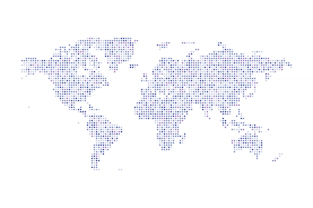 Mapa de mundo político pontilhado de cor isolado ilustração