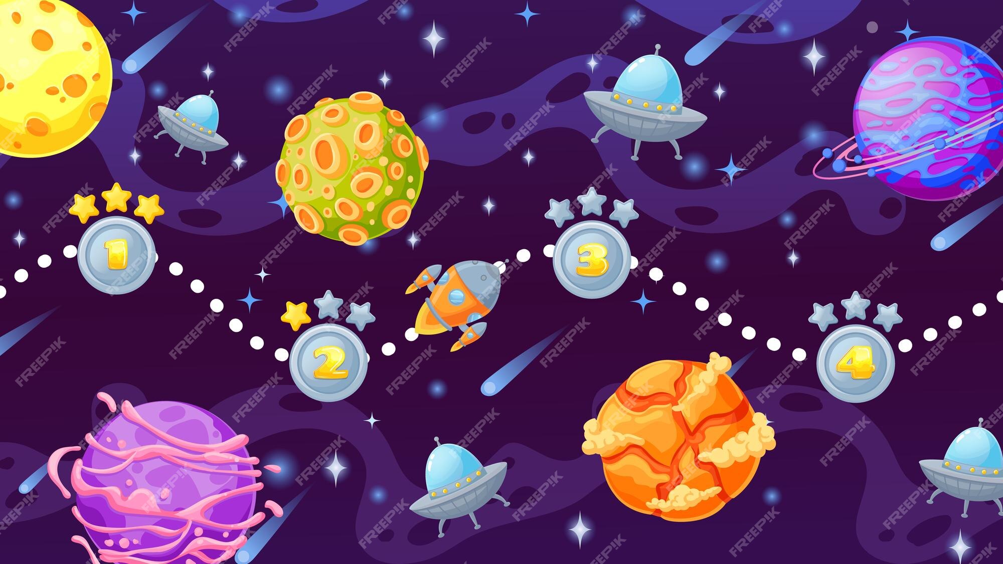 Planetas de comida espacial. mundo dos desenhos animados jogo