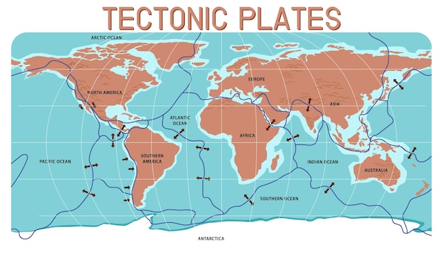 Mapa de placas tectônicas e limites
