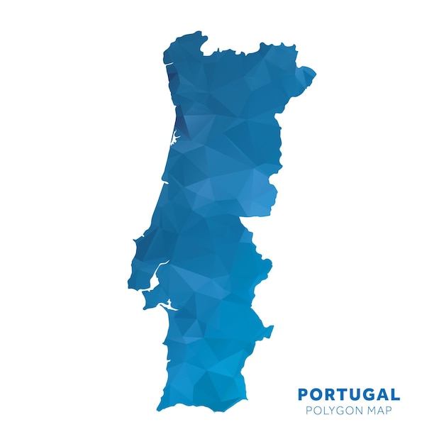 Mapa de portugal mapa de polígono geométrico azul