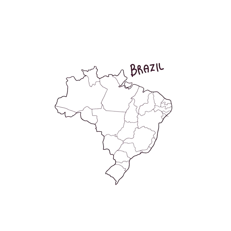 Vetor mapa de rabiscos desenhados à mão do brasil ilustração vetorial