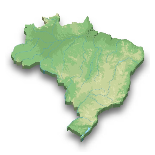 Mapa de relevo isométrico 3d do brasil