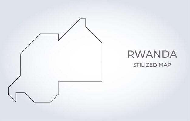 Mapa de ruanda em um estilo minimalista estilizado