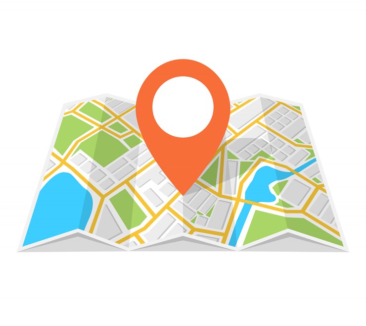 Vetor mapa de ruas com pinos no meio