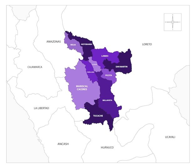 Vetor mapa de san martin no peru