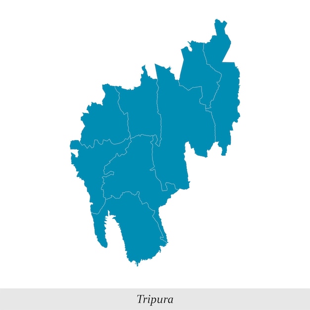 Vetor mapa de tripura é um estado da índia com distritos