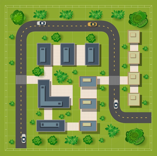 Mapa de uma vista superior dos telhados